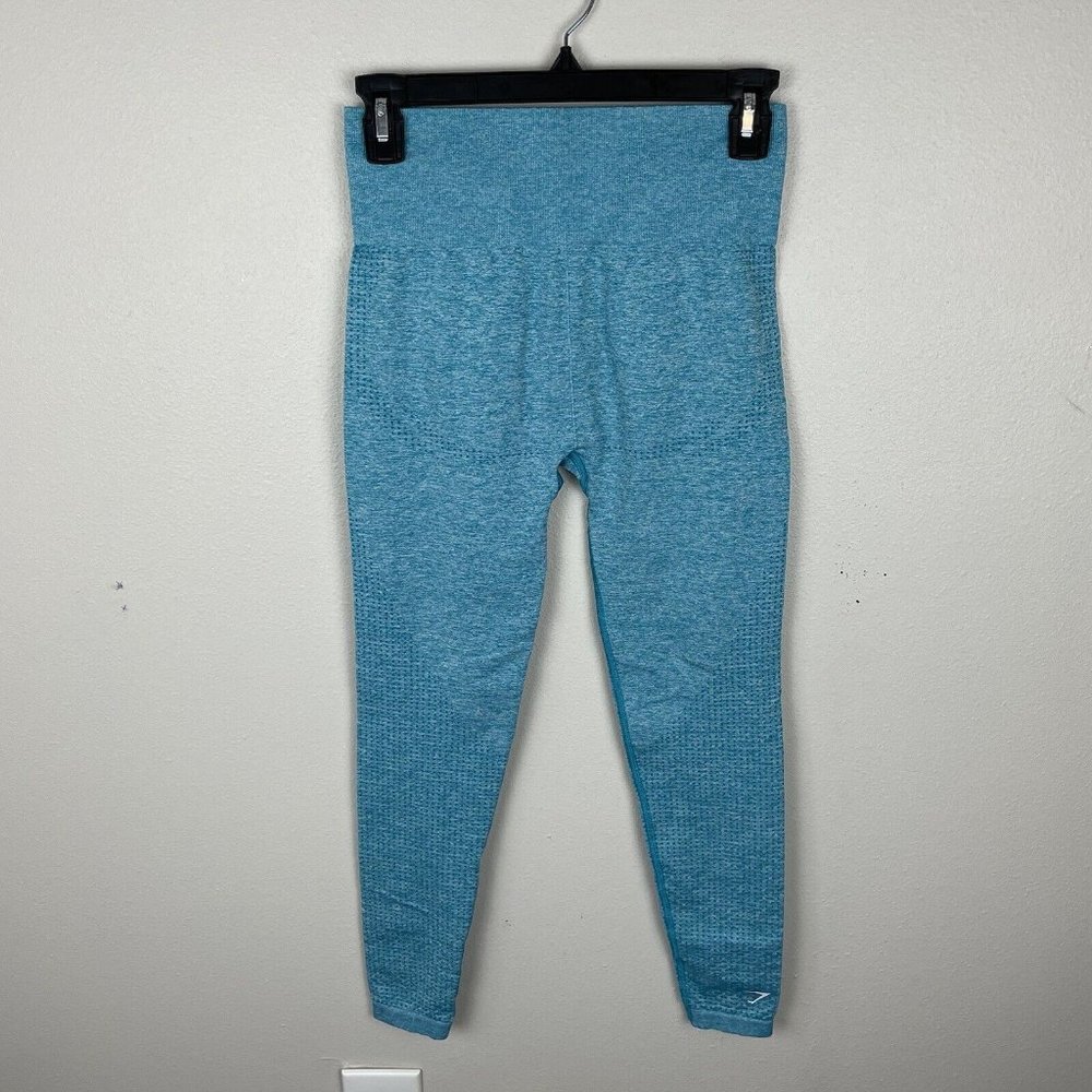 Gymshark Energy Seamless Leggings Aqua Blue High Rise Size S Small Ankle Length - Picture 7 of 7